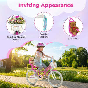 20 Inch Kids Bike with Front Basket and 2 Brake System for 8+ Years Old Rose Red view 6