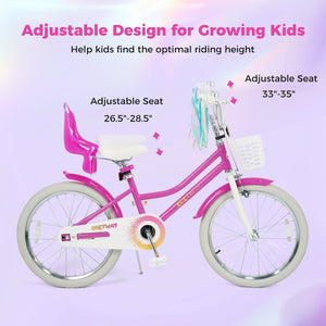 20 Inch Kids Bike with Front Basket and 2 Brake System for 8+ Years Old Rose Red view 7