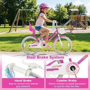 20 Inch Kids Bike with Front Basket and 2 Brake System for 8+ Years Old Rose Red view 8