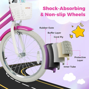 20 Inch Kids Bike with Front Basket and 2 Brake System for 8+ Years Old Rose Red view 9