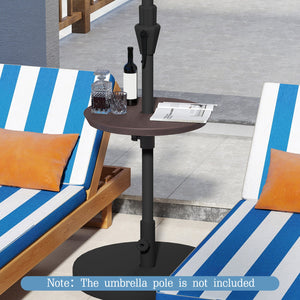 20 Inch Outdoor Adjustable Umbrella Table for 2 Sizes Patio Umbrella Pole-Coffee view 2