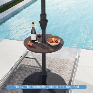 20 Inch Outdoor Adjustable Umbrella Table for 2 Sizes Patio Umbrella Pole-Coffee view 3