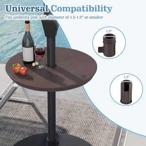 20 Inch Outdoor Adjustable Umbrella Table for 2 Sizes Patio Umbrella Pole-Coffee view 7