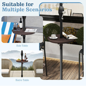 20 Inch Outdoor Adjustable Umbrella Table for 2 Sizes Patio Umbrella Pole-Coffee view 9