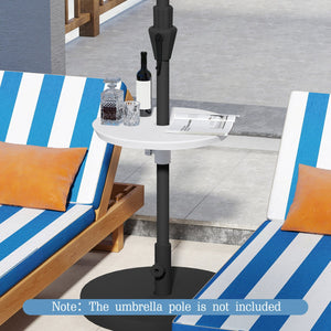 20 Inch Outdoor Adjustable Umbrella Table for 2 Sizes Patio Umbrella Pole-White view 2