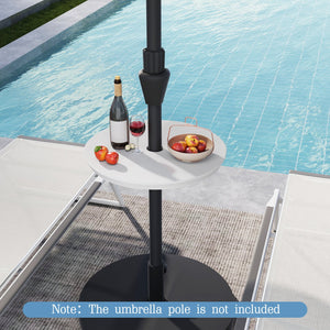 20 Inch Outdoor Adjustable Umbrella Table for 2 Sizes Patio Umbrella Pole-White view 3