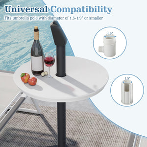 20 Inch Outdoor Adjustable Umbrella Table for 2 Sizes Patio Umbrella Pole-White view 7