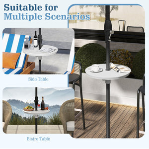 20 Inch Outdoor Adjustable Umbrella Table for 2 Sizes Patio Umbrella Pole-White view 9