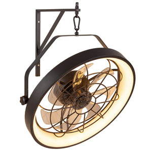 20” Wall Mounted Fan with 3CCT Dimmable LED Light and Timer-Black view 3