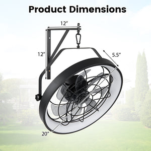 20” Wall Mounted Fan with 3CCT Dimmable LED Light and Timer-Black view 4