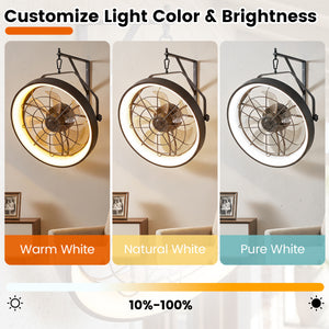 20” Wall Mounted Fan with 3CCT Dimmable LED Light and Timer-Black view 5