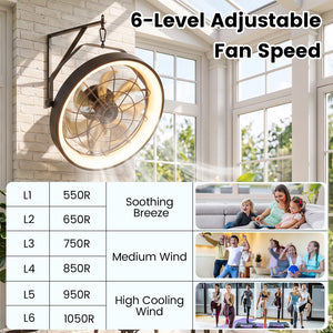 20” Wall Mounted Fan with 3CCT Dimmable LED Light and Timer-Black view 6