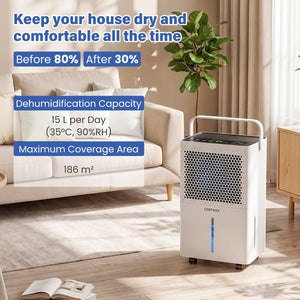 2000 Sq.Ft 32 Pint Compressor Dehumidifier with Drain Hose, Smart Humidity Control for Bedroom-White view 3