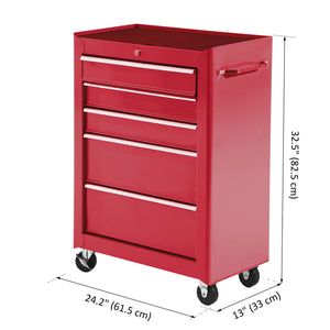 5-Drawer Rolling Tool Cabinet on Wheels, Lockable Tool Chest, Tool Organizer for Garage – view 9