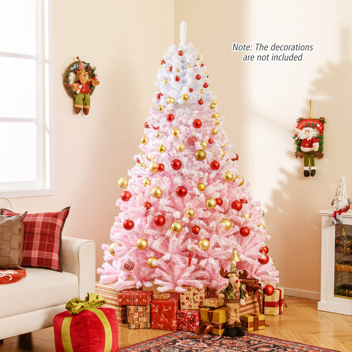 2025 New Artificial Christmas Tree with Folding Metal Stand and 456 Branch Tips-7FT view 2