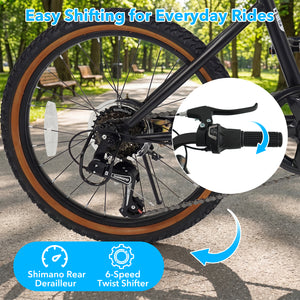 20 Inch LED-lit Cycling Bike with 2 Speakers and Ambient Lights for Men and Women-Black view 8