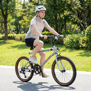 20 Inch LED-lit Cycling Bike with 2 Speakers and Ambient Lights for Men and Women-Silver view 2