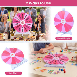 20 Inches 14 Slots Spin Wheel with Blackboard Marker for Prizes-Pink view 8