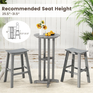 21.5 Inch Round Bar Table Patio HDPE Bar Height Dining Table with Slatted Tabletop-Gray view 8