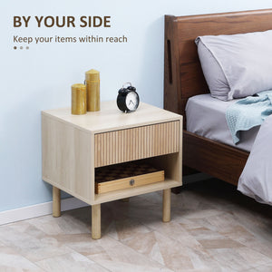 Set of 2 Bedroom Nightstands, Side Table with Storage Shelf and Drawer for Living Room, Bedroom – view 4