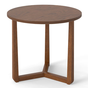 22.5 inch Round Side Table Farmhouse End Table with Sturdy Rubber Wood Legs and Triangular Structure-Walnut view 4