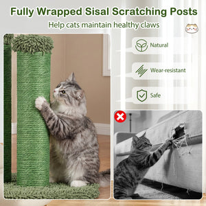 22 Inch Cactus Cat Scratching Post with Natural Sisal Rope-Green view 7