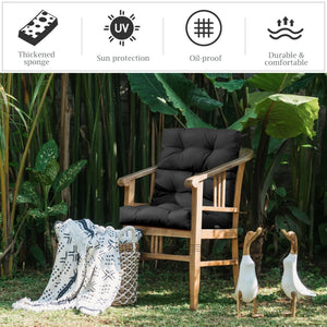 22 x 44 Inch Tufted Outdoor Patio Chair Seating Pad-Black view 8