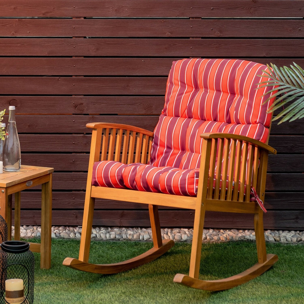 22 x 44 Inch Tufted Outdoor Patio Chair Seating Pad-Red view 2