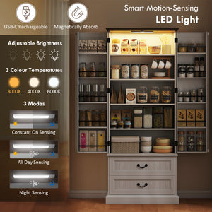 72" LED Kitchen Pantry Cabinet, Buffet Storage Cabinet with 10 Door Shelves – view 17