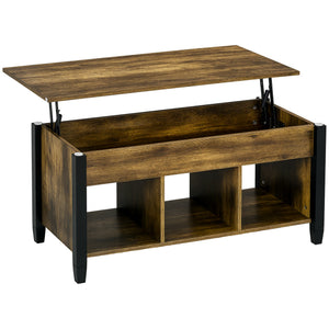 Lift Top Coffee Table, Modern Center Table with Storage Shelves and Hidden Compartment for Living Room – view 8