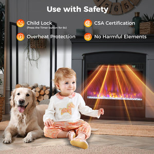 23 Inch 1500W Recessed Electric Fireplace Insert with Remote Control-Black view 8