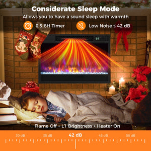 23 Inch 1500W Recessed Electric Fireplace Insert with Remote Control-Black view 9