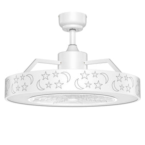 23 Inch Ceiling Fan with LED Light and Remote Control-White