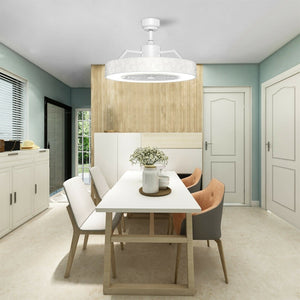 23 Inch Ceiling Fan with LED Light and Remote Control-White view 2