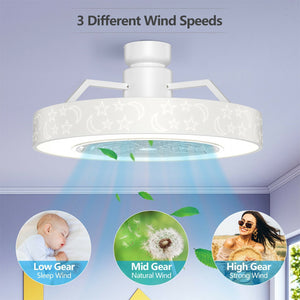 23 Inch Ceiling Fan with LED Light and Remote Control-White view 3