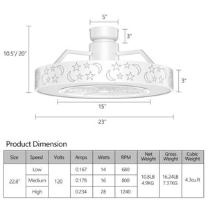 23 Inch Ceiling Fan with LED Light and Remote Control-White view 4