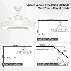 23 Inch Ceiling Fan with LED Light and Remote Control-White view 5