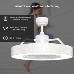 23 Inch Ceiling Fan with LED Light and Remote Control-White view 8