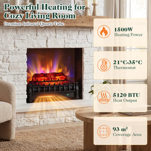 23 inches WiFi Fireplace Insert Pinewood Set with App and Remote-Black view 8