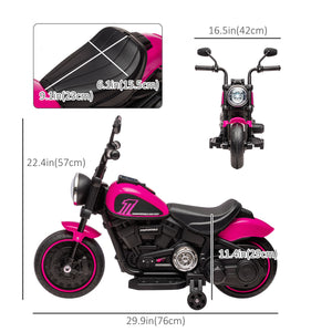 Aosom 6V Kids Motorcycle with Training Wheels, Foot Pedal, Headlight, Music, Forward/Reverse, Single-Button Start