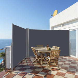 237 x 63 Inch Patio Retractable Double Folding Side Awning Screen Divider view 2
