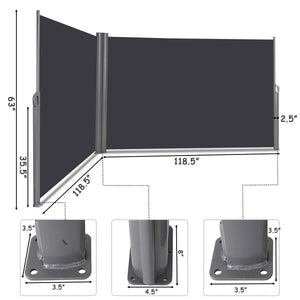 237 x 63 Inch Patio Retractable Double Folding Side Awning Screen Divider view 4
