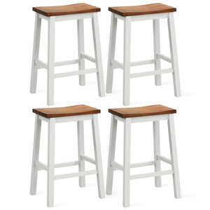 24.5-Inch Set of 4 Saddle Stools Bar Stools with Footrests for Kitchen Island-Walnut & Gray