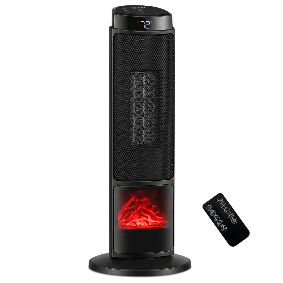 24 inch 1500W PTC Ceramic Tower Space Heater with 7-Color Flame-Black view 2