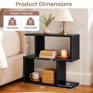24 Inch 3-Tier Geometric Bookshelf with Thick Foot Pads-Black view 5