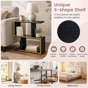 24 Inch 3-Tier Geometric Bookshelf with Thick Foot Pads-Black view 9