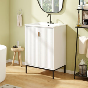 24 Inch Bathroom Vanity with Sink Combo and Adjustable Shelf-White view 2