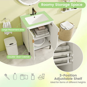 24 Inch Bathroom Vanity with Sink Combo and Adjustable Shelf-White view 6