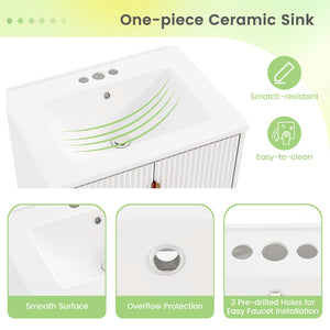 24 Inch Bathroom Vanity with Sink Combo and Adjustable Shelf-White view 8