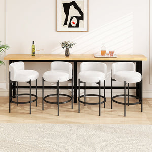 24 Inch Boucle Counter Stools Set of 4 with Curved Backrest view 9